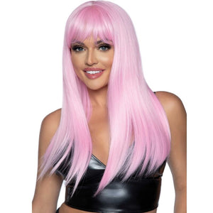 Leg Avenue – Perruque longue frange droite rose