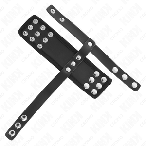 Kink – Anneau de cage à pénis en cuir avec sangle réglable de séparation des balles revêtueuse