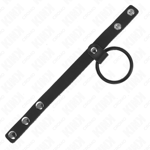 Kink – Anneau pénis en silicone 3,8 cm et séparateur de balles en cuir 22 x 1,5 cm