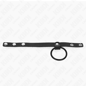 Kink – Anneau pénis en silicone 3,8 cm et séparateur de balles en cuir 22 x 1,5 cm