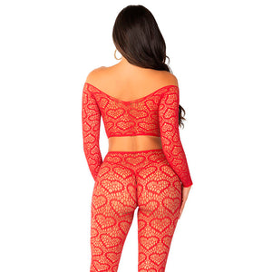 Leg Avenue – Crop top + bas rouge taille unique