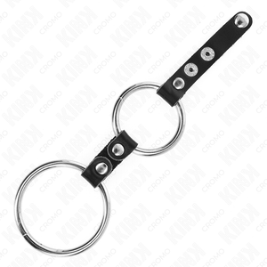 KINK - ANILLO PENE DOBLE 3.8 CM TO 5 CM CONECTADOS POR CUERO