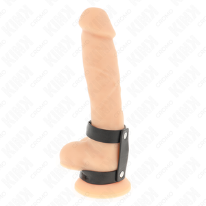 Kink – Anneau pénis double en cuir réglable