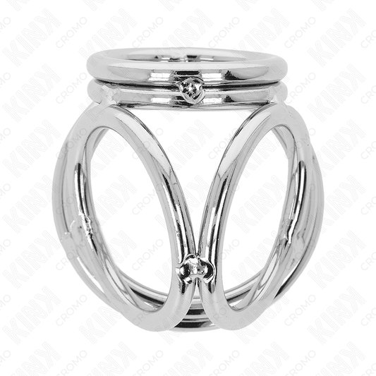 KINK - ANILLO PENE TRIPLE METAL CROMADO 3.8 CM TO 5 CM MODELO 1