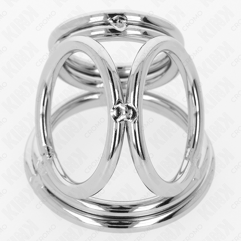 KINK - ANILLO PENE TRIPLE METAL CROMADO 3.8 CM TO 5 CM MODELO 1