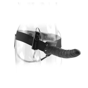 FETISH FANTASY SERIES 8 INCH VIBRATING HOLLOW STRAP-ON BLACK