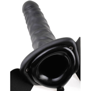 FETISH FANTASY SERIES 8 INCH VIBRATING HOLLOW STRAP-ON BLACK