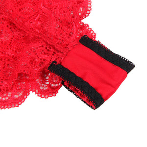 Subblime – 953898 chemisier de nuit en soie et dentelle + culotte rouge S/M