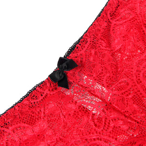 Subblime – 953898 chemisier de nuit en soie et dentelle + culotte rouge S/M