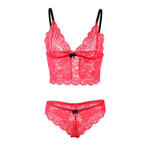 Subblime – 953904 chemisier de nuit en soie et dentelle + culotte rouge L/XL