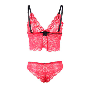 Subblime – 953904 chemisier de nuit en soie et dentelle + culotte rouge L/XL