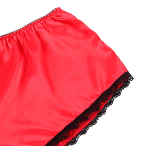 Subblime – 953904 chemisier de nuit en soie et dentelle + culotte rouge L/XL