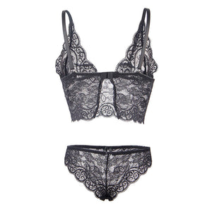 Subblime – 953911 chemisier de nuit en soie et dentelle + culotte noire S/M
