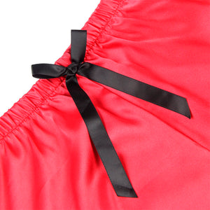 Subblime – 953959 chemise de nuit décontractée en soie + pantalon en dentelle noir/rouge S/M