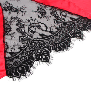 Subblime – 954024 caraco dos transparent en dentelle + string rouge/noir L/XL