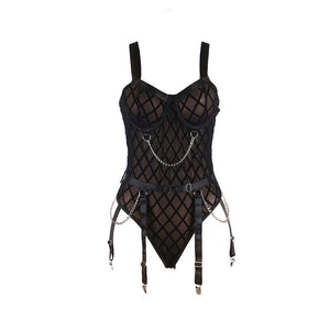Subblime – 954260 body avec chaînes + porte-jarretelles noir S/M