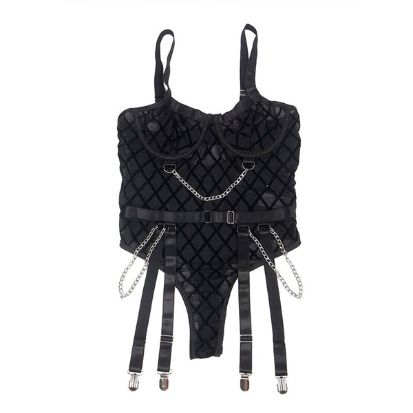 Subblime – 9542277 body avec chaînes + porte-jarretelles noir L/XL