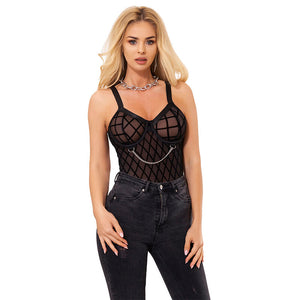Subblime – 9542277 body avec chaînes + porte-jarretelles noir L/XL