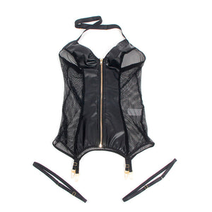 Subblime – 954451 robe sexy en maille cuir noir L/XL