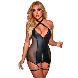 Subblime – 954451 robe sexy en maille cuir noir L/XL