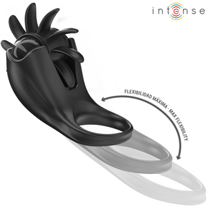Intense – Mabel anneau vibrant 10 vibrations avec stimulateur de clitoris noir