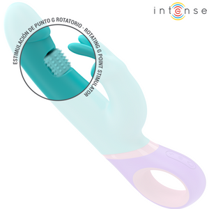 Intense – Monica vibrateur rabbit avec stimulateur de point g rotatif bleu