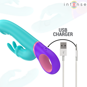 Intense – Monica vibrateur rabbit avec stimulateur de point g rotatif bleu