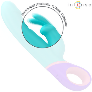 Intense – Monica vibrateur rabbit avec stimulateur de point g rotatif bleu