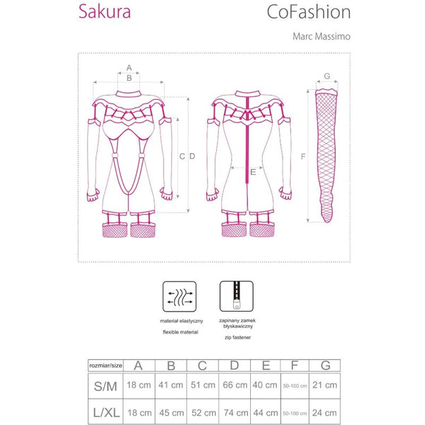 Livco Corsetti Fashion – Combinaison sakura cf 90357 + gants longs + porte-jarretelles noir S/M
