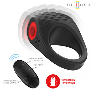 Intense – Clover vibrateur anneau pénis 10 vibrations noir