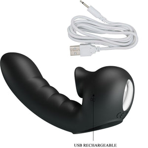 Pretty Love – Hobgoblin boîte à doigts vibrants 12 vibrations + stimulateur de clitoris noir