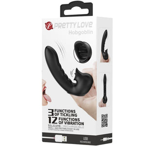 Pretty Love – Hobgoblin boîte à doigts vibrants 12 vibrations + stimulateur de clitoris noir
