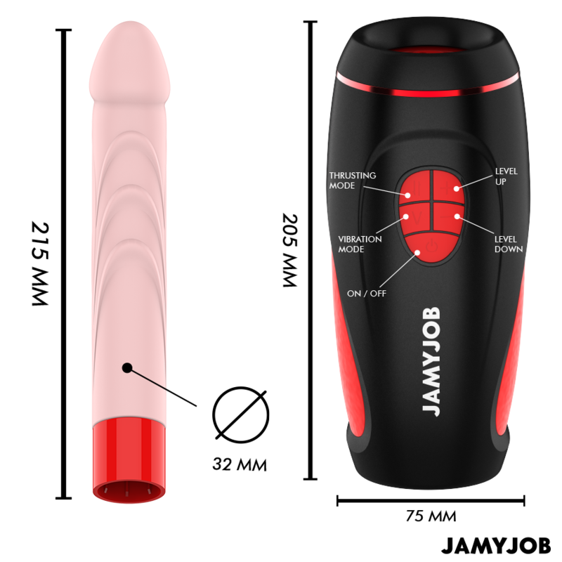 JAMYJOB - PYSTON BASE MASTURBADOR AUTOMÁTICO WITH DILDO CONTROL REMOTO