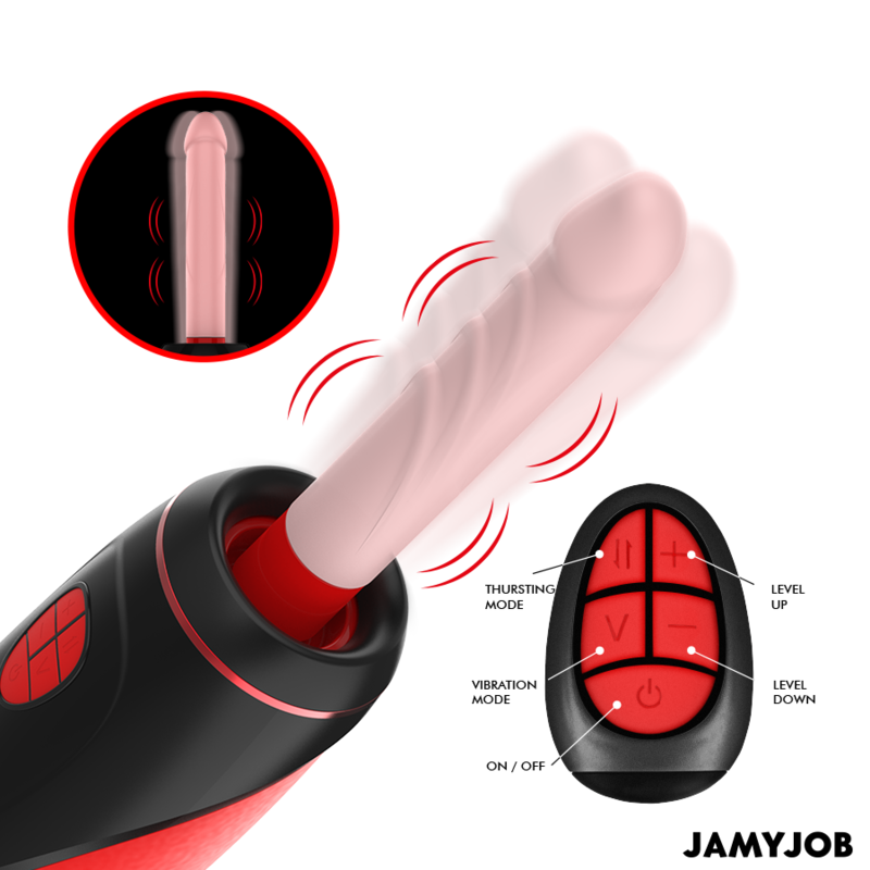 JAMYJOB - PYSTON BASE MASTURBADOR AUTOMÁTICO WITH DILDO CONTROL REMOTO