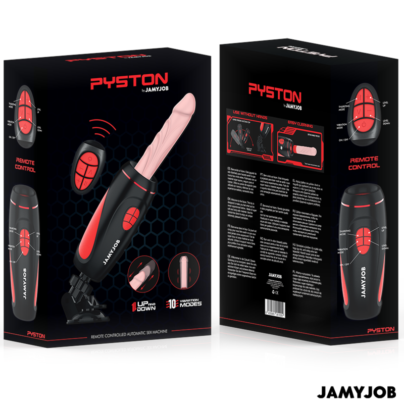 JAMYJOB - PYSTON BASE MASTURBADOR AUTOMÁTICO WITH DILDO CONTROL REMOTO