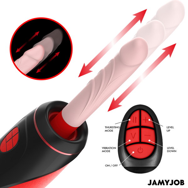 JAMYJOB - PYSTON BASE MASTURBADOR AUTOMÁTICO WITH DILDO CONTROL REMOTO