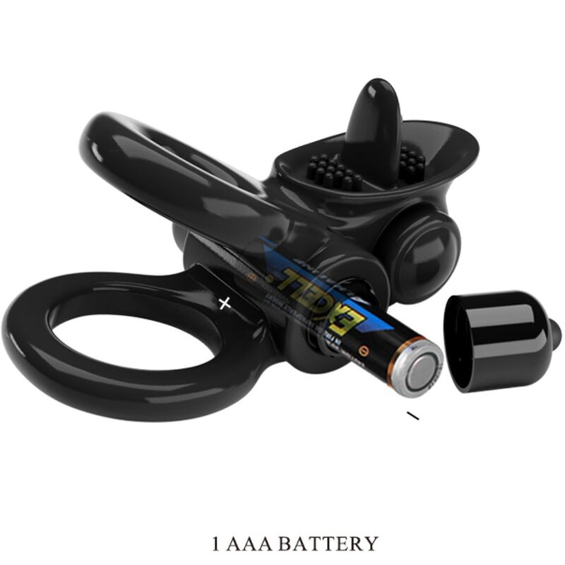 Pretty Love – Passionate ring double anneau vibrant + stimulateur de clitoris noir