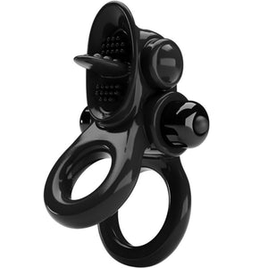 Pretty Love – Passionate ring double anneau vibrant + stimulateur de clitoris noir
