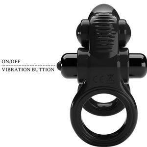 Pretty Love – Passionate ring double anneau vibrant + stimulateur de clitoris noir