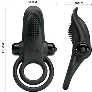 Pretty Love – Double anneau vibrant + stimulateur de clitoris 10 vibrations noir