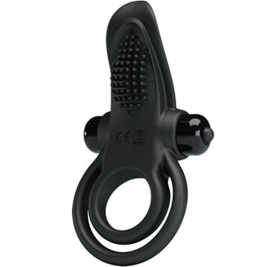 Pretty Love – Double anneau vibrant + stimulateur de clitoris 10 vibrations noir