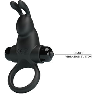 Pretty Love – Anneau vibrant + stimulateur de clitoris rabbit 10 vibrations noir