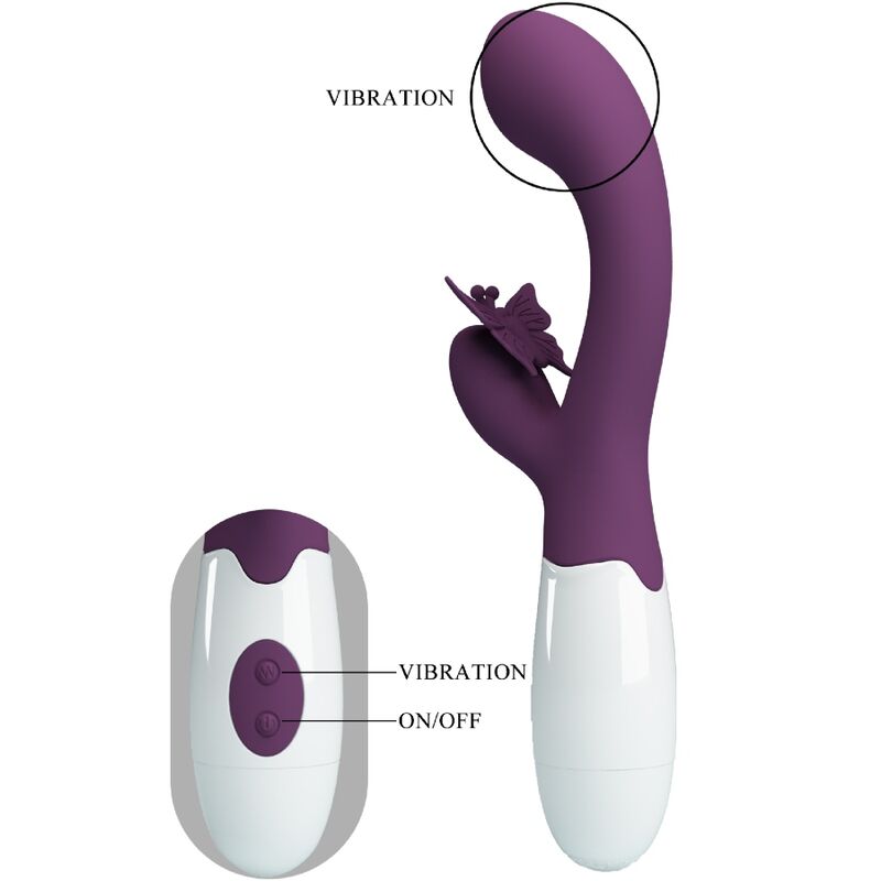 PRETTY LOVE - BUTTERFLY KISS VIBRADOR RABBIT &amp; ESTIMULADOR PUNTO G MORADO