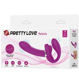 Pretty Love – Vibrateur double strap-on valerie 12 vibrations violet