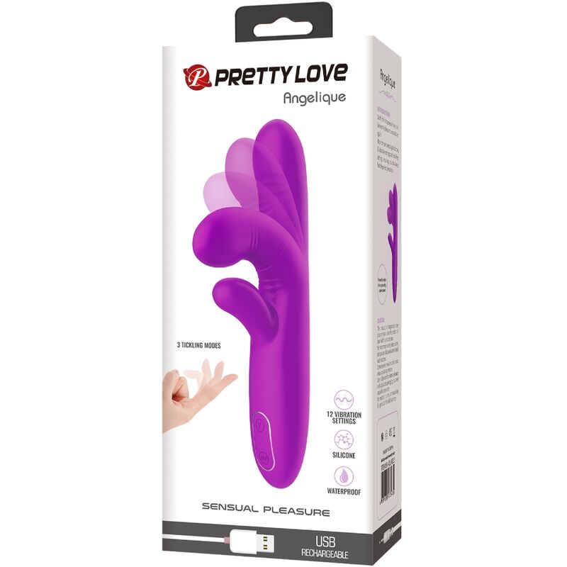 PRETTY LOVE - ANGELIC MULTIFUNCTIONAL VIBRADOR + CLÍTORIS MORADO ESTIMULATOR