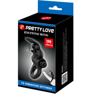 Pretty Love – Anneau vibrateur excitant rabbit 10 vibrations noir