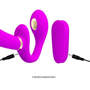 Pretty Love – Thunderbird double vibrateur strap-on avec télécommande violet