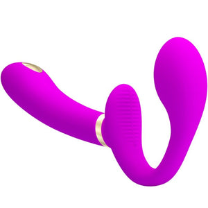 Pretty Love – Thunderbird double vibrateur strap-on avec télécommande violet