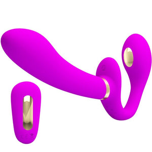 Pretty Love – Thunderbird double vibrateur strap-on avec télécommande violet