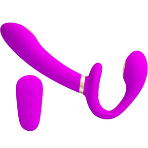 Pretty Love – Thunderbird double vibrateur strap-on avec télécommande violet